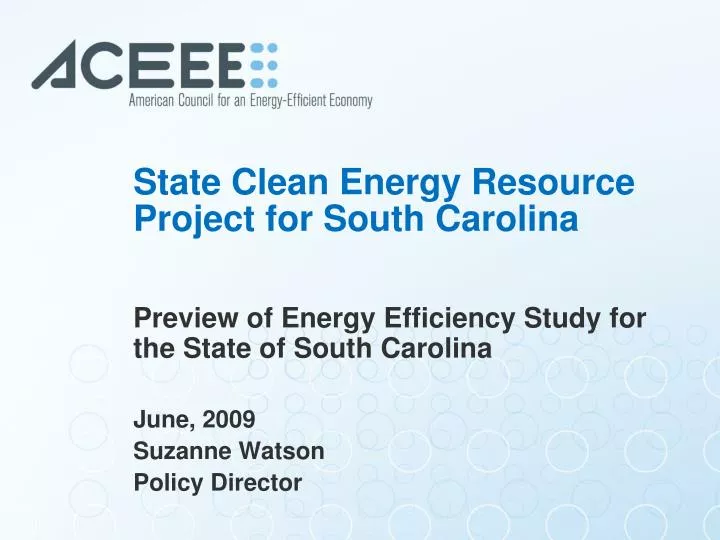 state clean energy resource project for south carolina