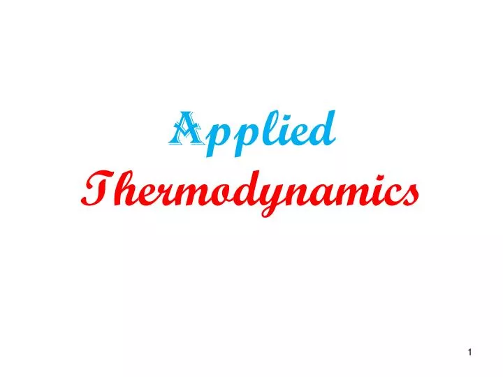 a pplied thermodynamics