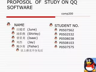 PROPOSOL OF STUDY ON QQ SOFTWARE comp200