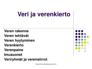 veri ja verenkierto