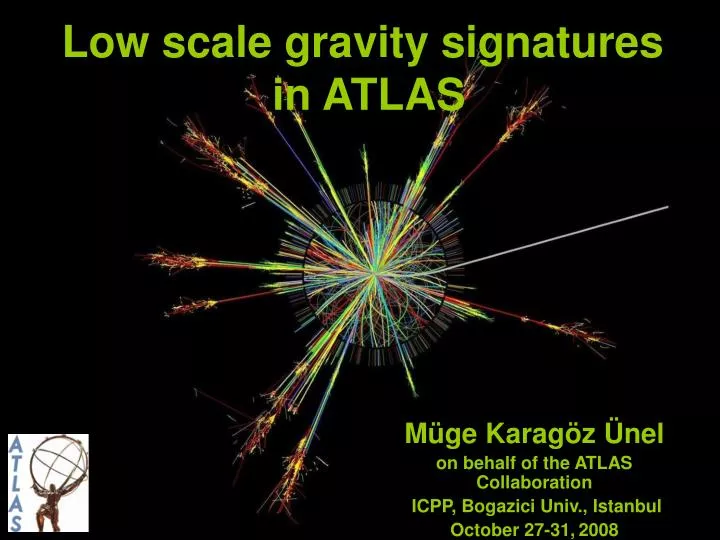 low scale gravity signatures in atlas