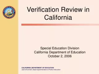 Special Education Division California Department of Education October 2, 2006