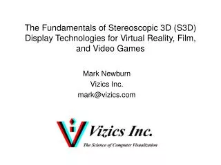 Mark Newburn Vizics Inc. mark@vizics