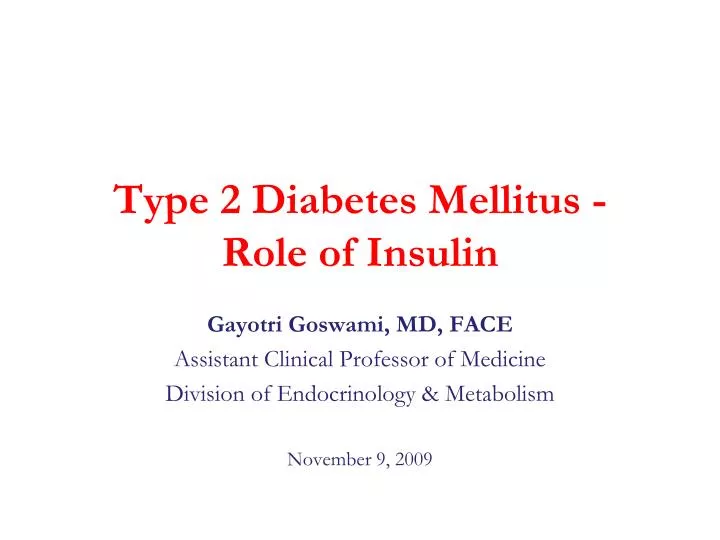 type 2 diabetes mellitus role of insulin