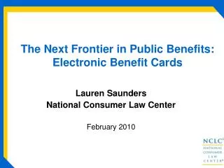 The Next Frontier in Public Benefits: Electronic Benefit Cards