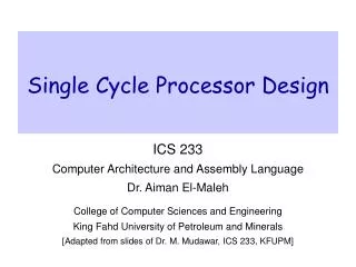 Single Cycle Processor Design