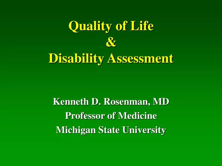 quality of life disability assessment