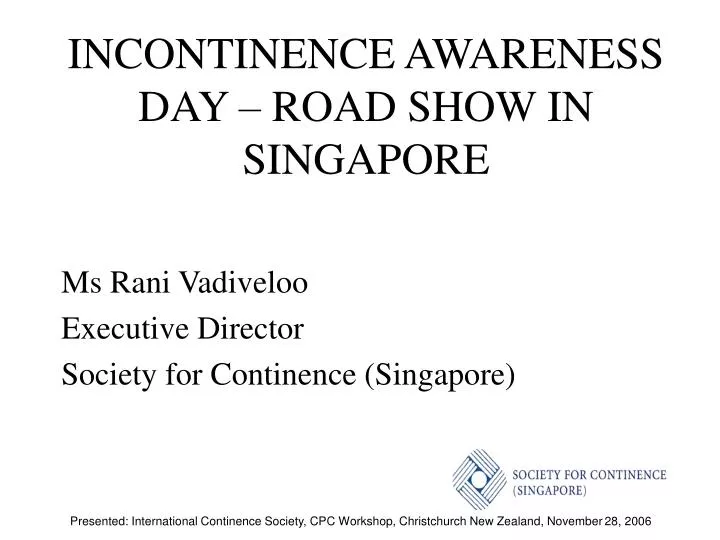 incontinence awareness day road show in singapore