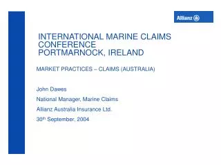 INTERNATIONAL MARINE CLAIMS CONFERENCE PORTMARNOCK, IRELAND