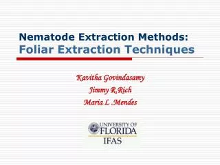 Nematode Extraction Methods: Foliar Extraction Techniques
