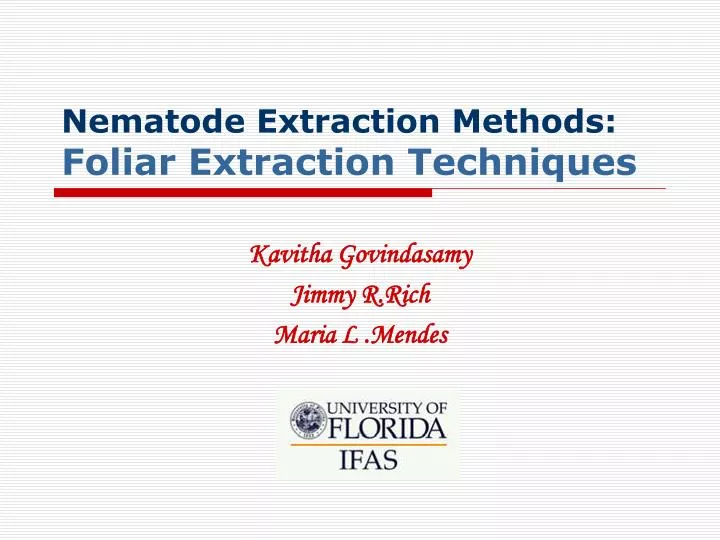 nematode extraction methods foliar extraction techniques