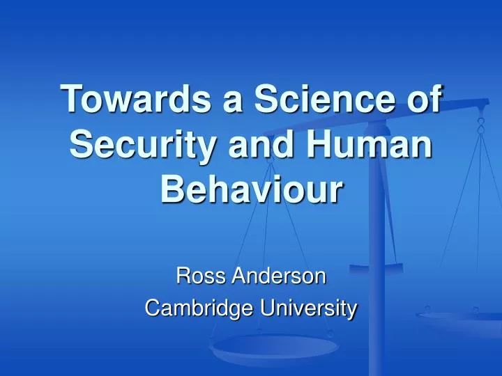 towards a science of security and human behaviour