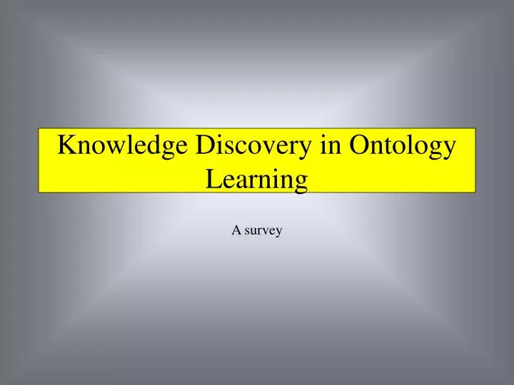 knowledge discovery in ontology learning