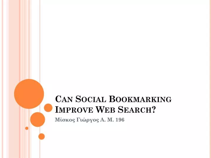 can social bookmarking improve web search