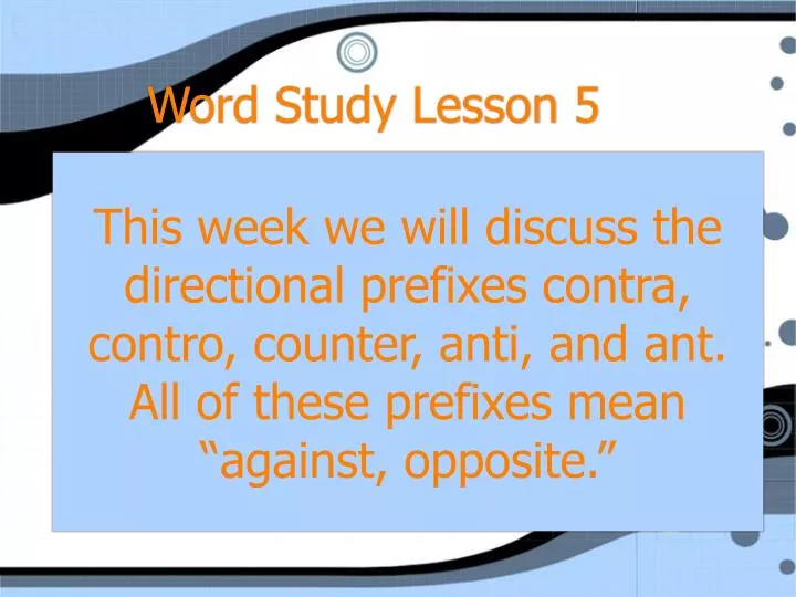 word study lesson 5