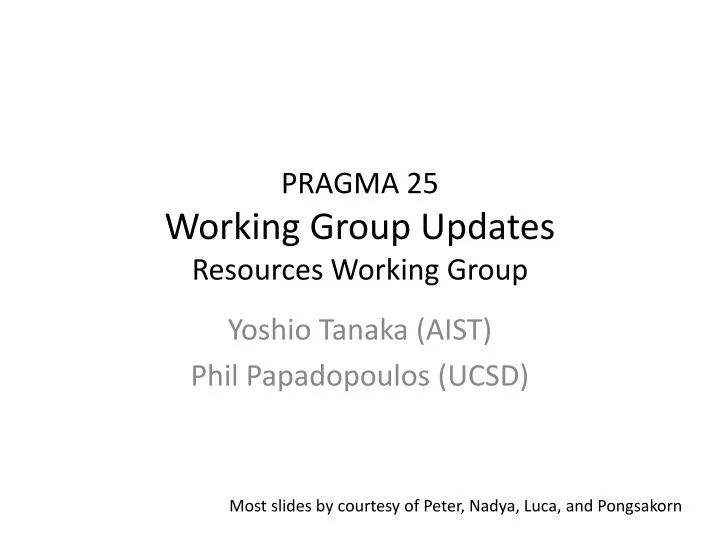 pragma 25 working group updates resources working group