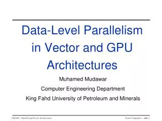 Data-Level Parallelism in Vector and GPU Architectures