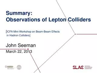 Summary: Observations of Lepton Colliders