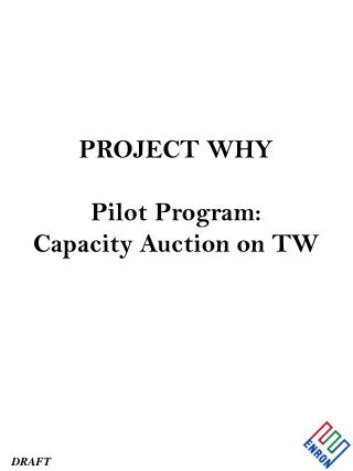 PROJECT WHY Pilot Program: Capacity Auction on TW