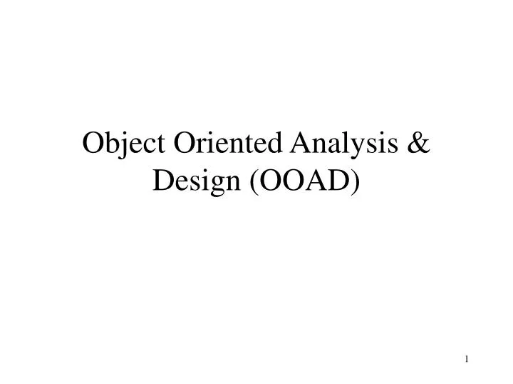 object oriented analysis design ooad