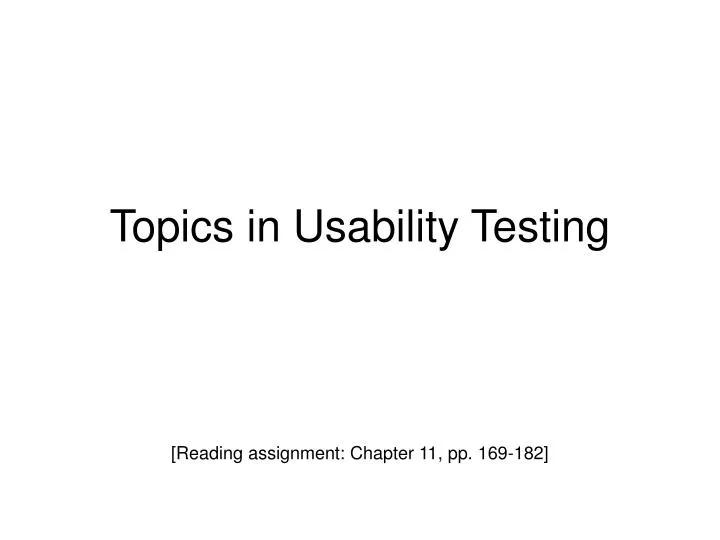 topics in usability testing