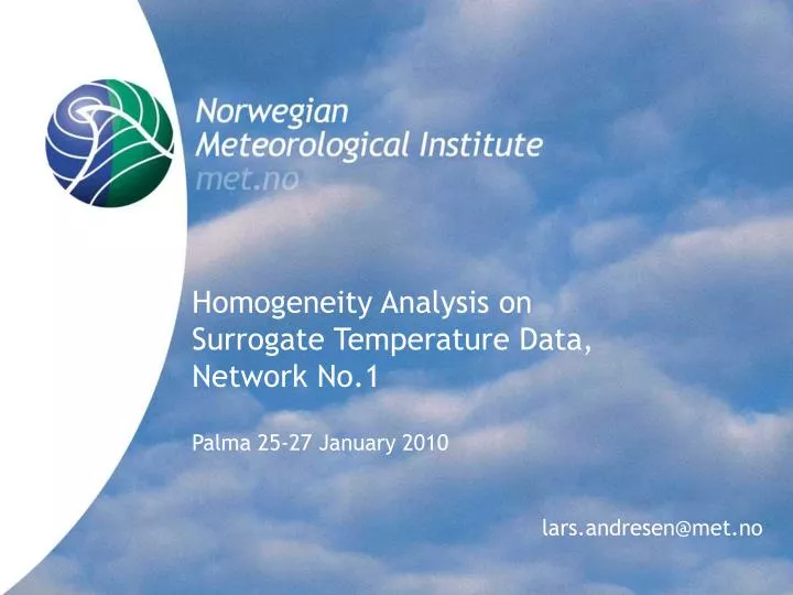 homogeneity analysis on surrogate temperature data network no 1 palma 25 27 january 2010