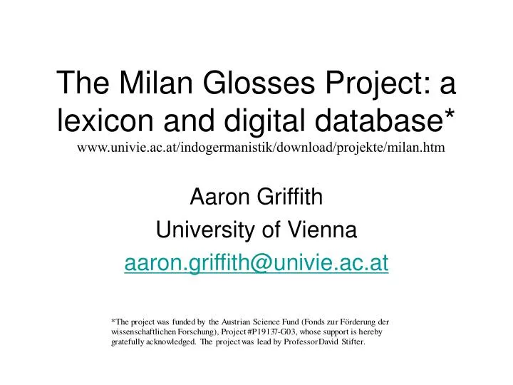 the milan glosses project a lexicon and digital database