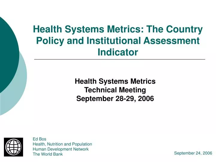 health systems metrics the country policy and institutional assessment indicator