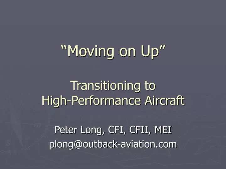 moving on up transitioning to high performance aircraft