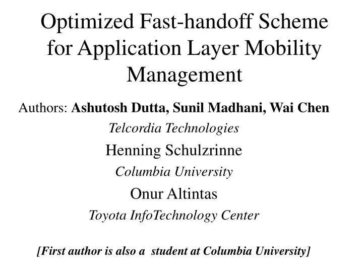 optimized fast handoff scheme for application layer mobility management