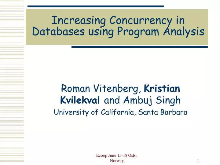 increasing concurrency in databases using program analysis