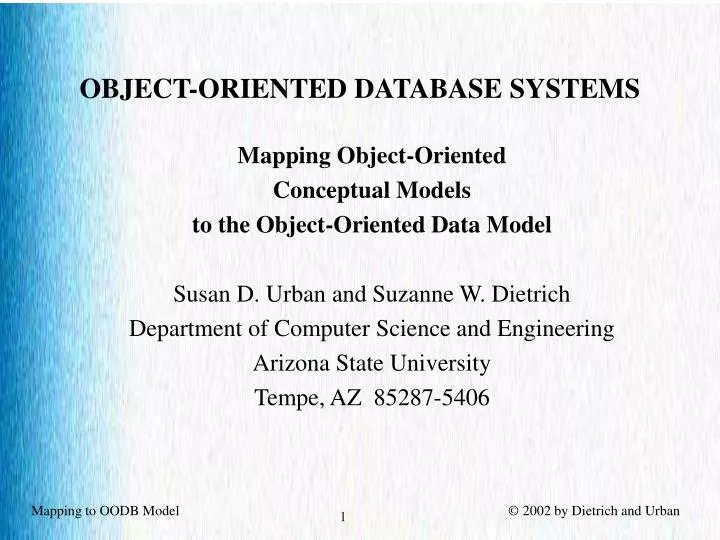 object oriented database systems