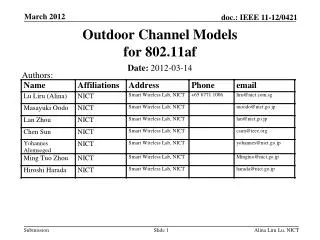 Outdoor Channel Models for 802.11af