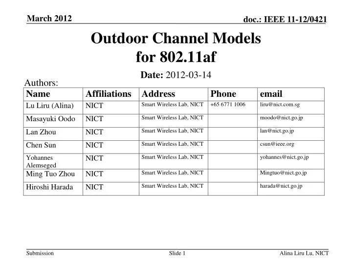 outdoor channel models for 802 11af