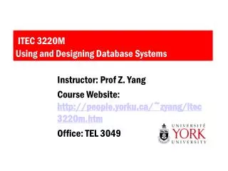 ITEC 3220M Using and Designing Database Systems