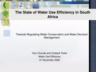 The State of Water Use Efficiency in South Africa