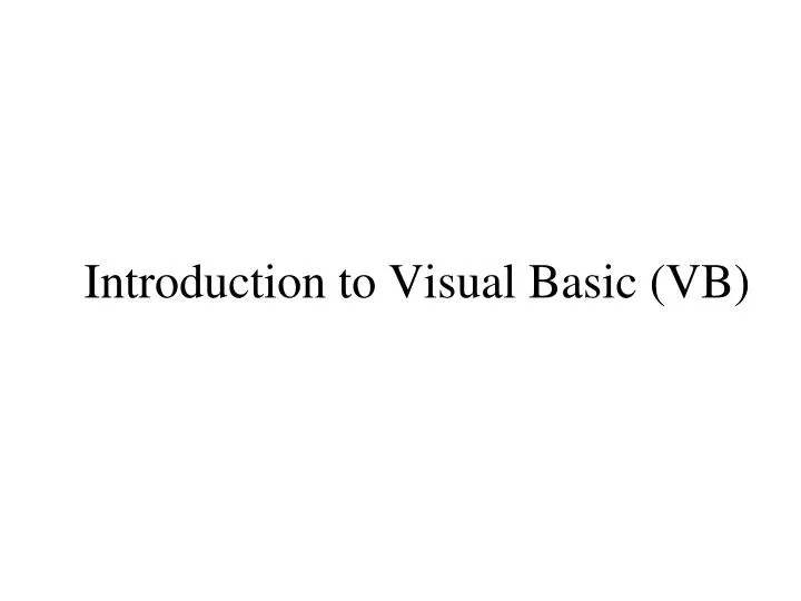 introduction to visual basic vb