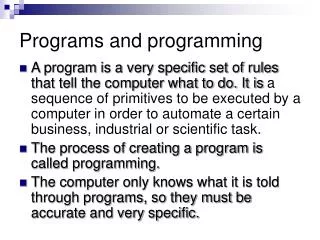 Programs and programming