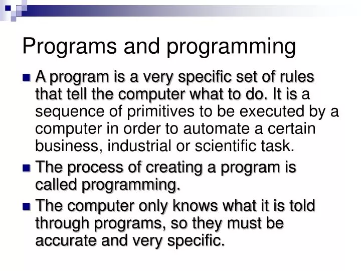 programs and programming