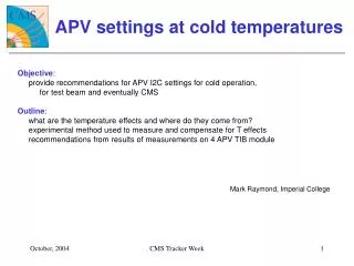 APV settings at cold temperatures