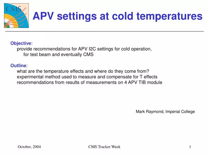 apv settings at cold temperatures
