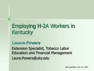Employing H-2A Workers in Kentucky