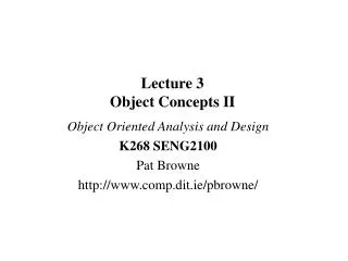 Lecture 3 Object Concepts II
