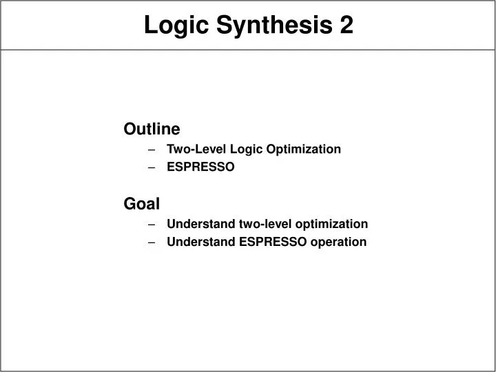 logic synthesis 2