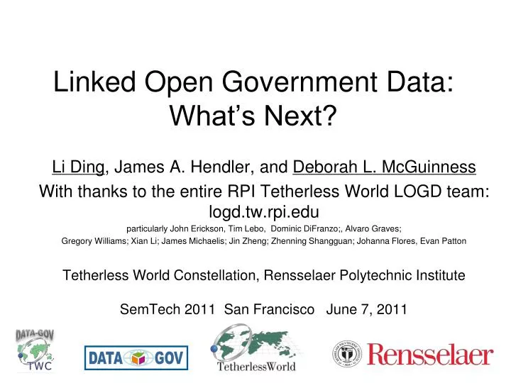 linked open government data what s next