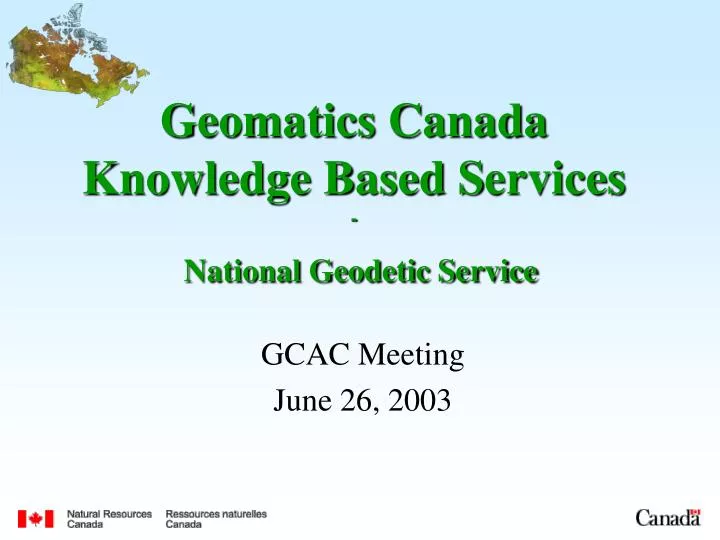 geomatics canada knowledge b ased s ervices national geodetic service