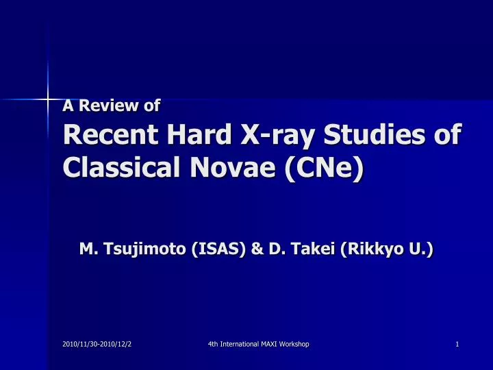 a review of recent hard x ray studies of classical novae cne