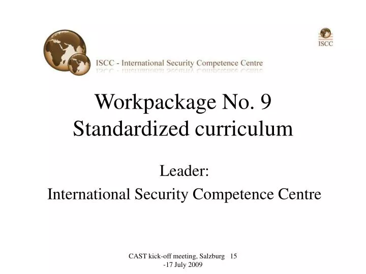 workpackage no 9 standardized curriculum