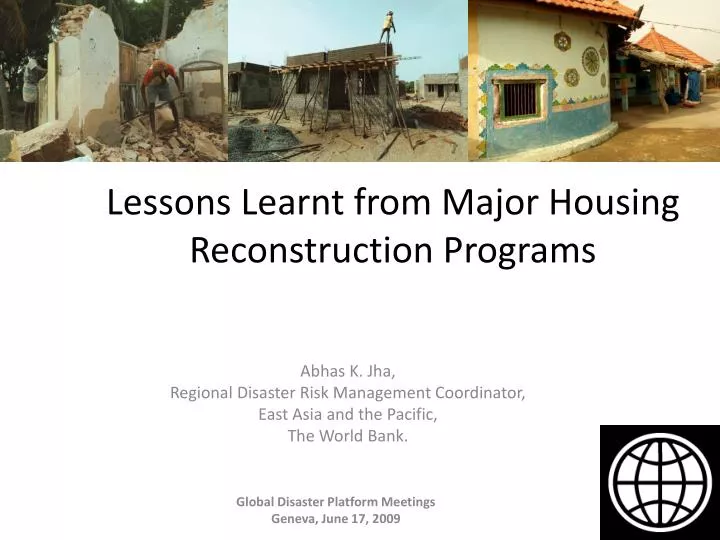 lessons learnt from major housing reconstruction programs