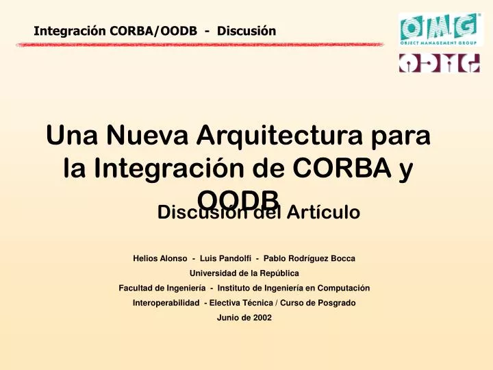 una nueva arquitectura para la integraci n de corba y oodb